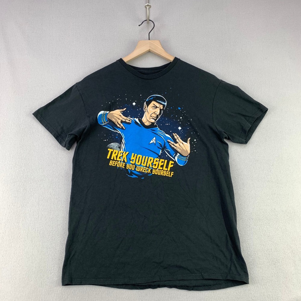 Star Trek Spock T-Shirt Mens Medium Black Graphic Parody Tee Trek Yourself Geek